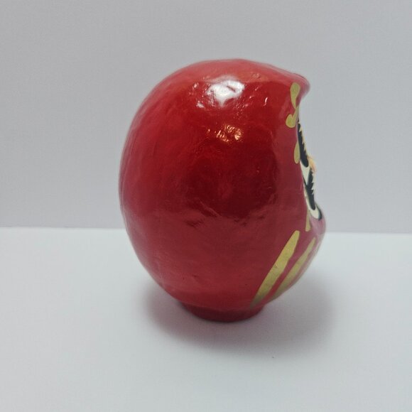 Handmade Papier-mâché Japanese 5" Lucky Red Daruma Doll - Picture 4 of 9